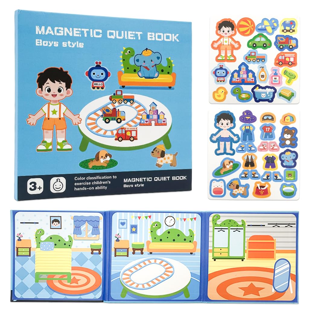 PATPAT DIY Cartoon Magnetic Scene Board for Kids 3–6 with Wooden Dress-Up Playset