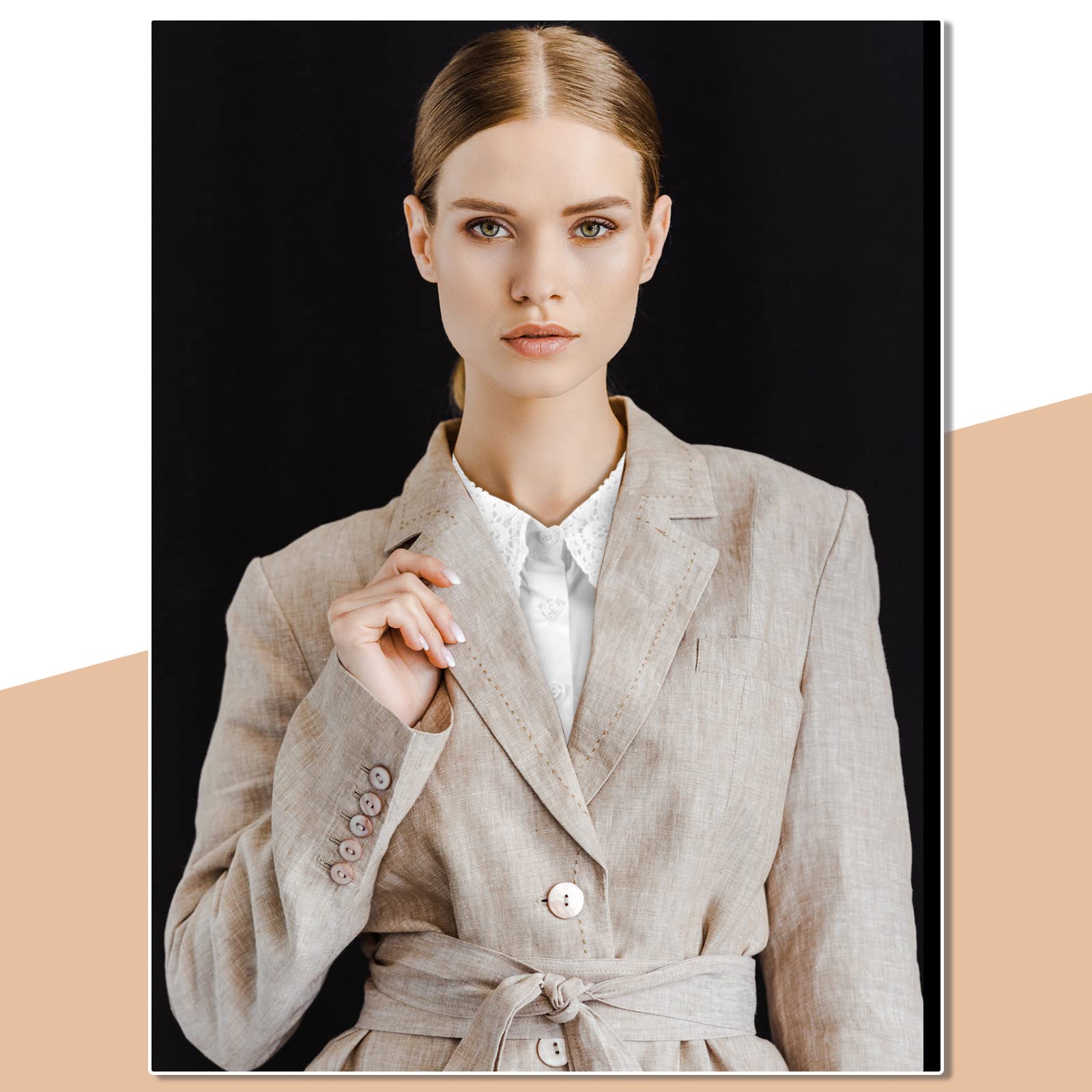 Zibuyu Fake Collar for Women with Elegant Floral Lace Edging and 4 Button Design | White Cotton