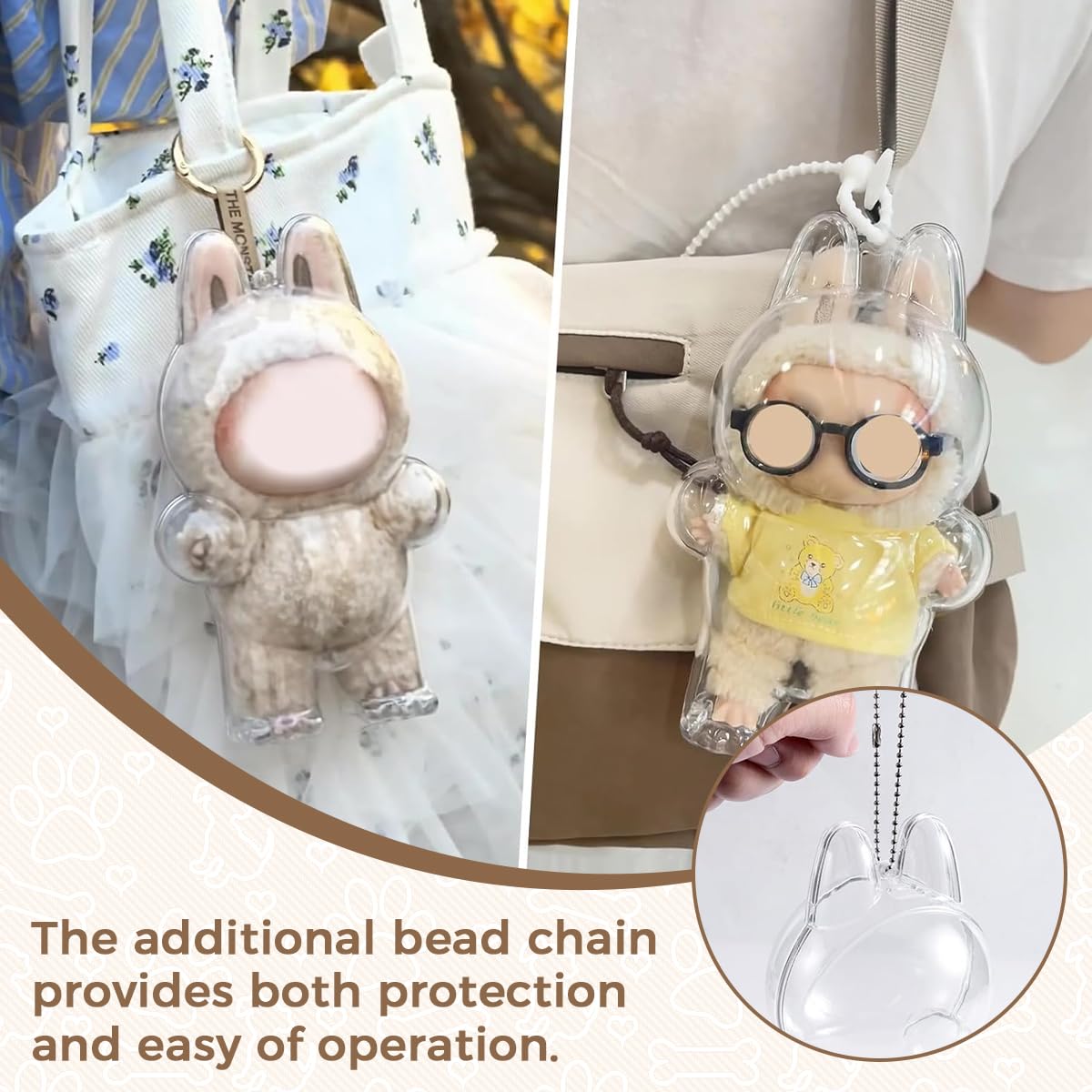 Fancyku Protective Cover for 17cm Plush Doll with Transparent PVC Display Case | Dust Proof Storage