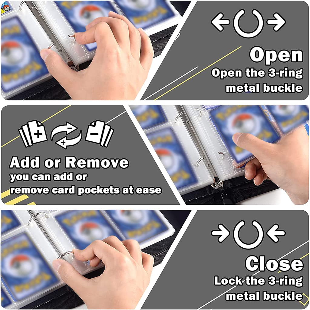 PATPAT Card Binder for Trading Card Collection with Zipper Closure and 400 Slot Capacity | Waterproof PU Leather Case for Kids and Card Enthusiasts