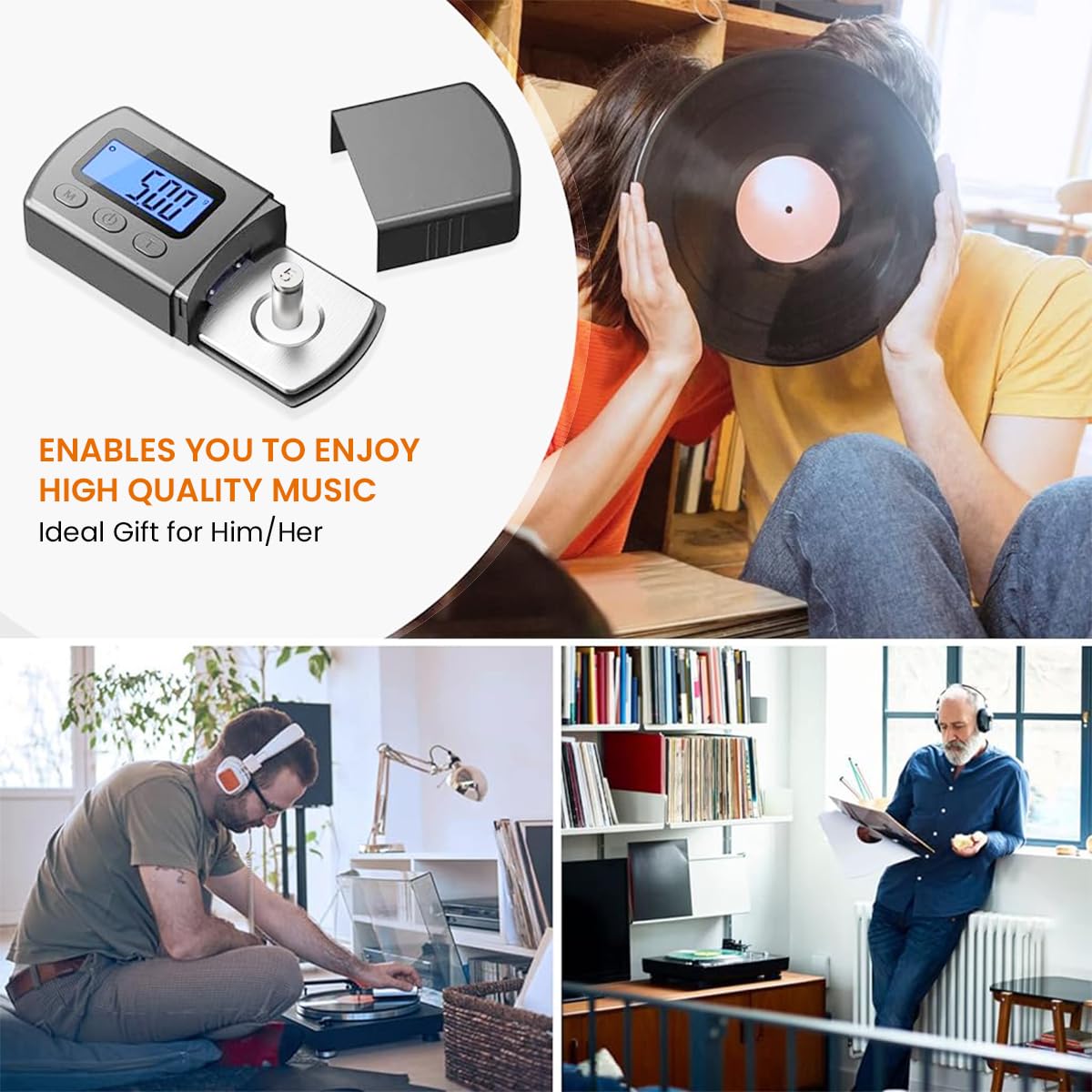 Verilux Stylus Pressure Gauge for Turntable with 0.01g Precision and Blue LCD Display