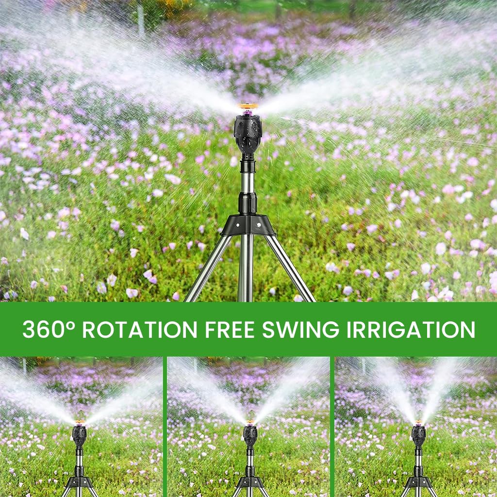HASTHIP Garden Rotating Tripod Sprinkler for Lawn and Yard with 22 in Stand | 360° Adjustable Watering System