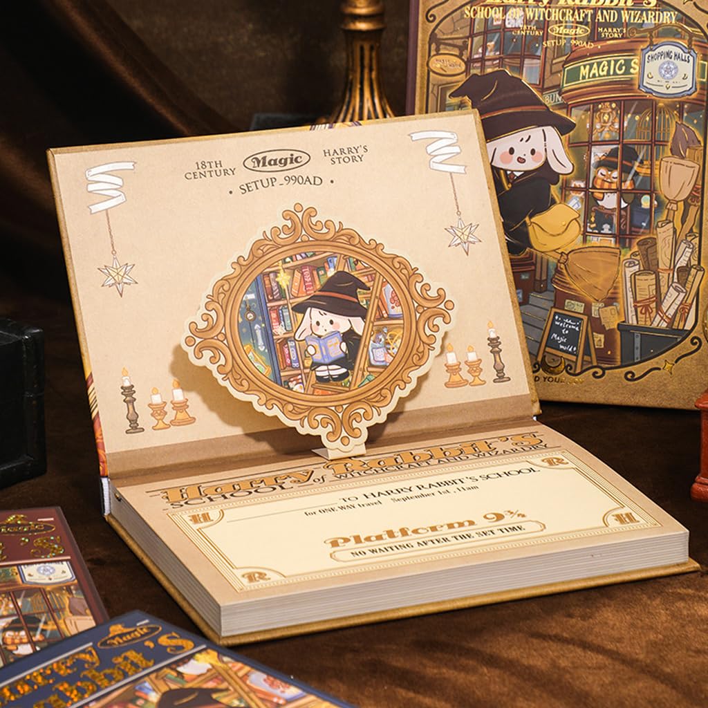 HASTHIP Scrapbooking Kit for Journaling and DIY Crafts featuring A5 13x18cm Hardcover Notebook | Wizard Rabbit Theme Gift Set