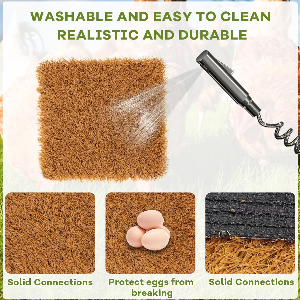 HASTHIP Chicken Coop Mat for Nesting Boxes with Non Slip Backing 12cmx12cm | Reusable Grass Surface