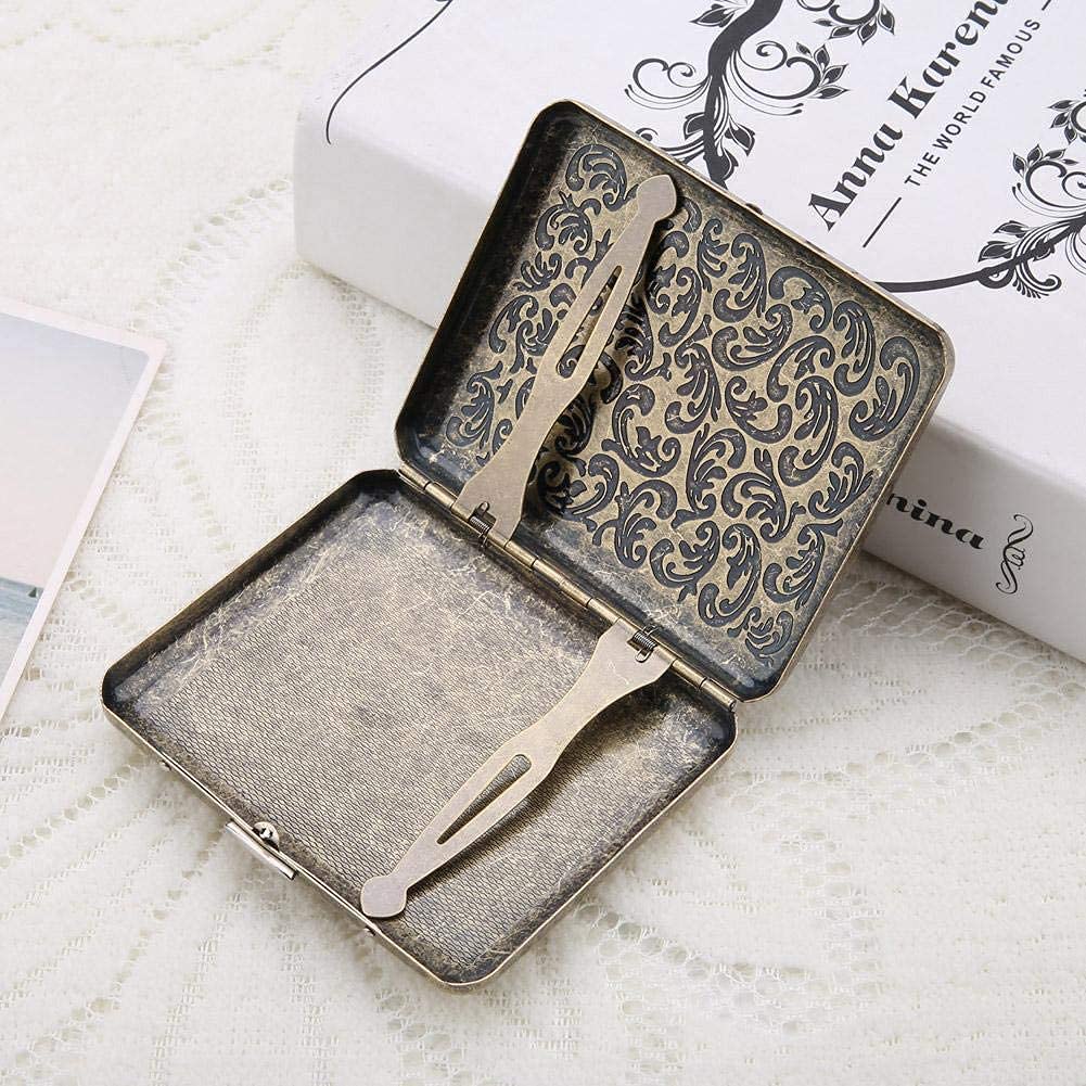 ELEPHANTBOAT® 1 Piece Retro Portable Cigarette Case Grass with Gift Box for 20 Cigarettes,Gifts for Men