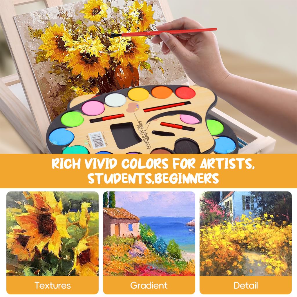 PATPAT Artist Palette for Kids with 12 Water Based Colors and Brush | Safe Non Toxic Set