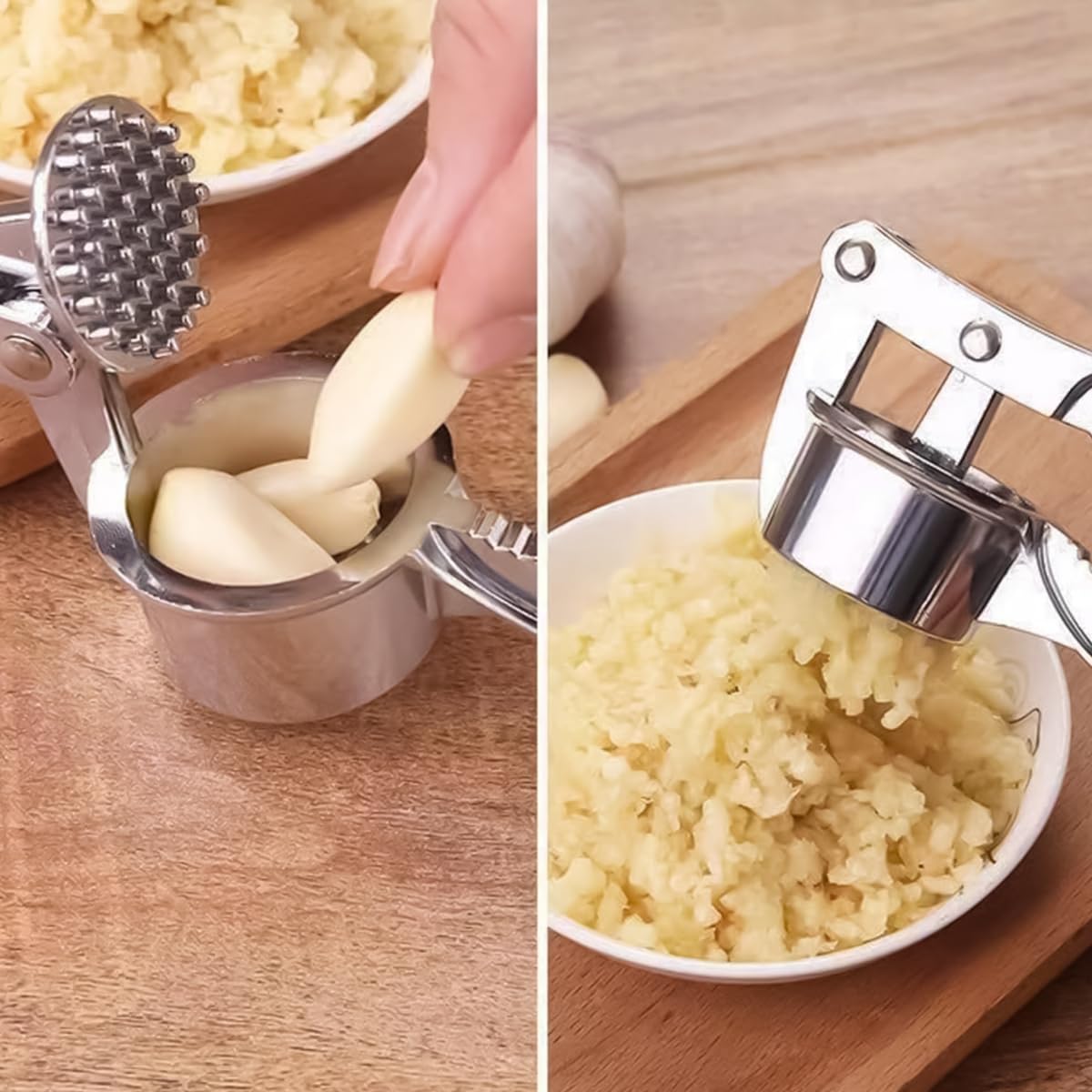 Supvox Garlic Press 5 in 1 Stainless Steel Tool with Ergonomic Handle for Home Cooking