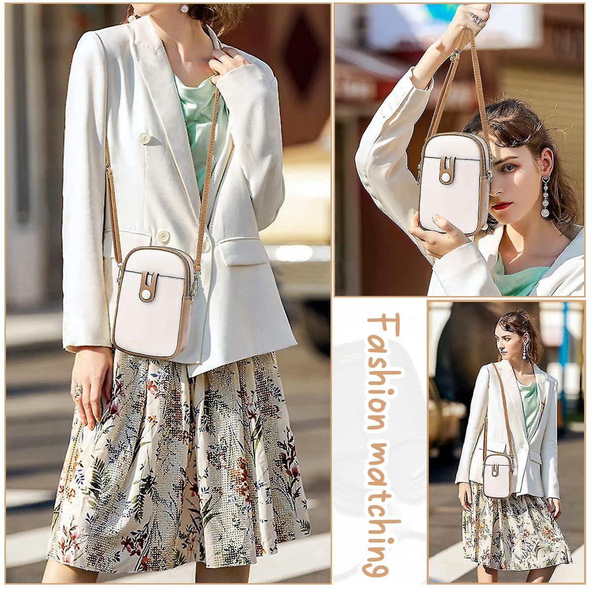 PALAY Mini Phone Bag for Women with Two Zippered Pouches and 12x6.5x20cm Compact Design | PU Contrast Color Crossbody Sling