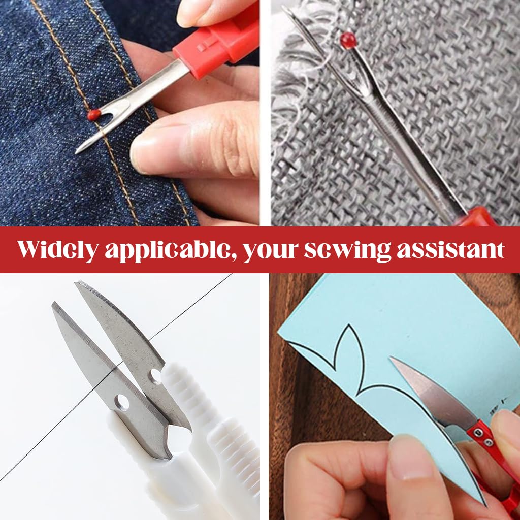 HASTHIP Sewing Seam Rippers Tool Kit 4Pcs for Fabric Repairs with Ergonomic Handles | Includes Thread Scissors