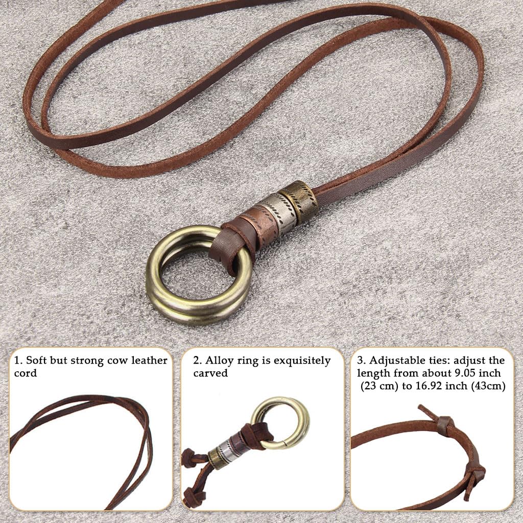 Zibuyu Unisex Leather Necklace with Stainless Steel Pendant for Casual and Formal Wear