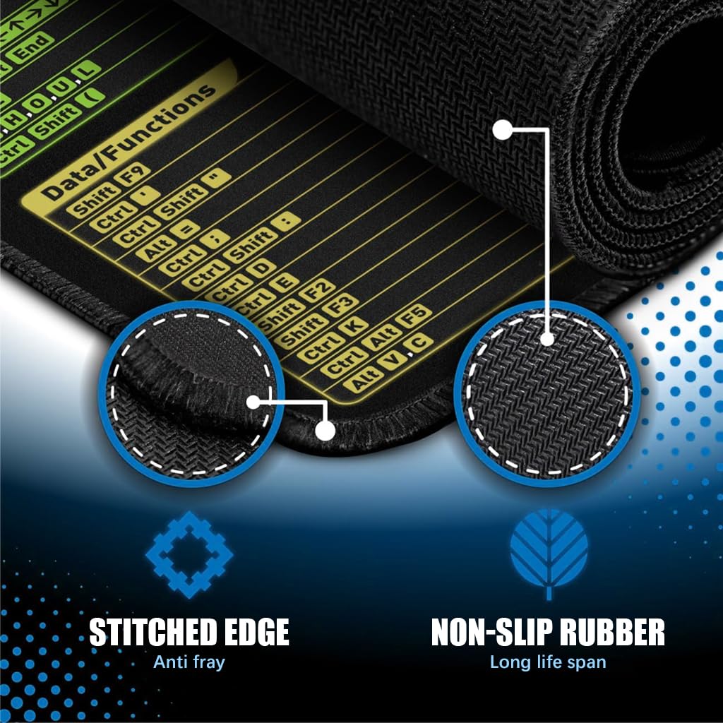 ZORBES Excel Shortcut Keys Mouse Pad for Office Use with Non Slip Rubber Base 40x90x0.3cm