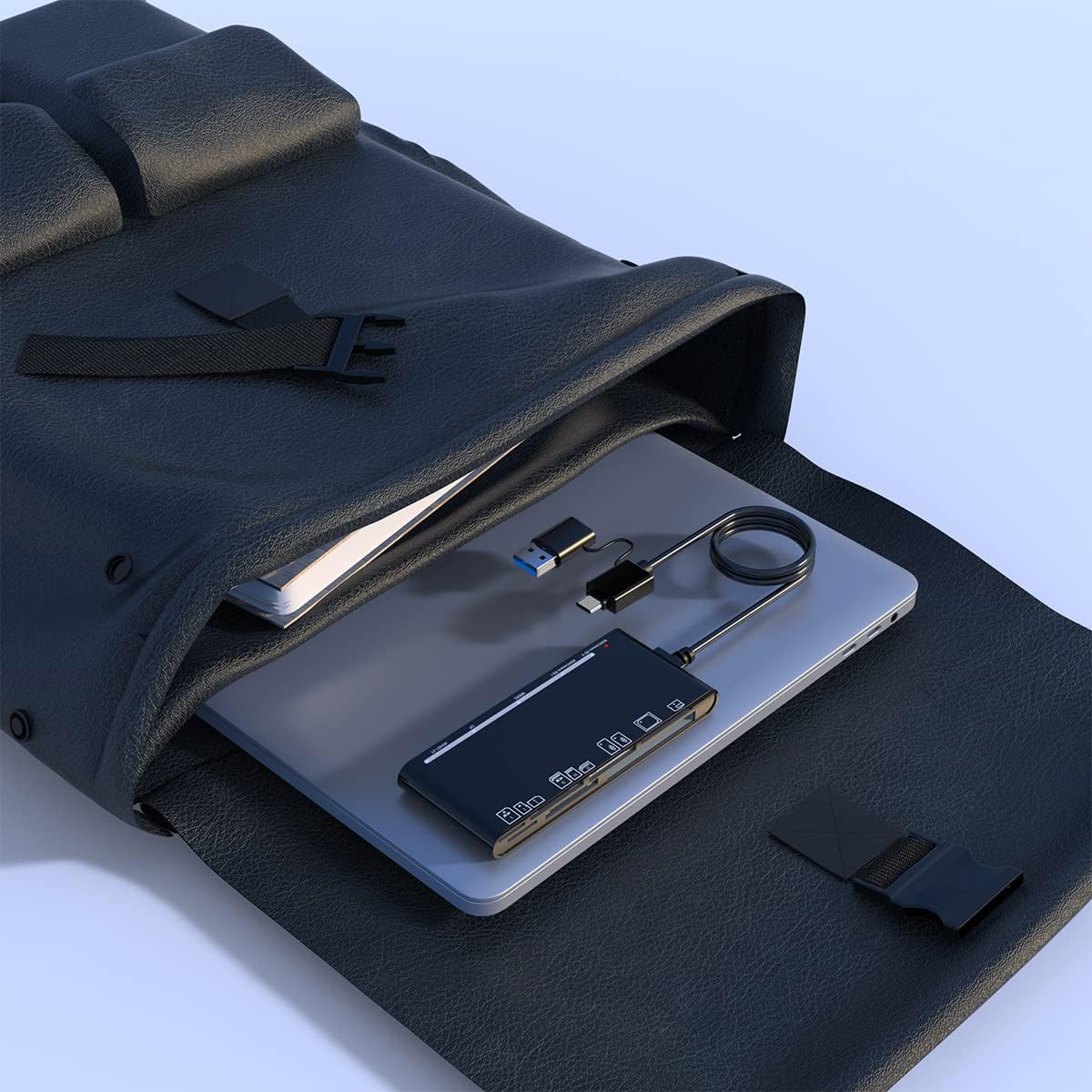 ZORBES USB Card Reader for CF SD MS XD and TF Cards featuring Dual USB C Interface | 7 in 1 High Speed 3.0 with Indicator Lights