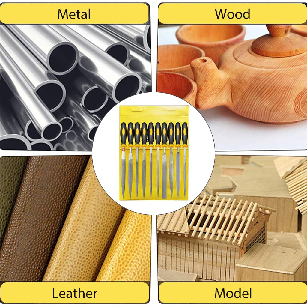 HASTHIP File Tools Set for Wood and Metal Craftwork with Anti-Slip Handles 20 pcs 5mm 180mm