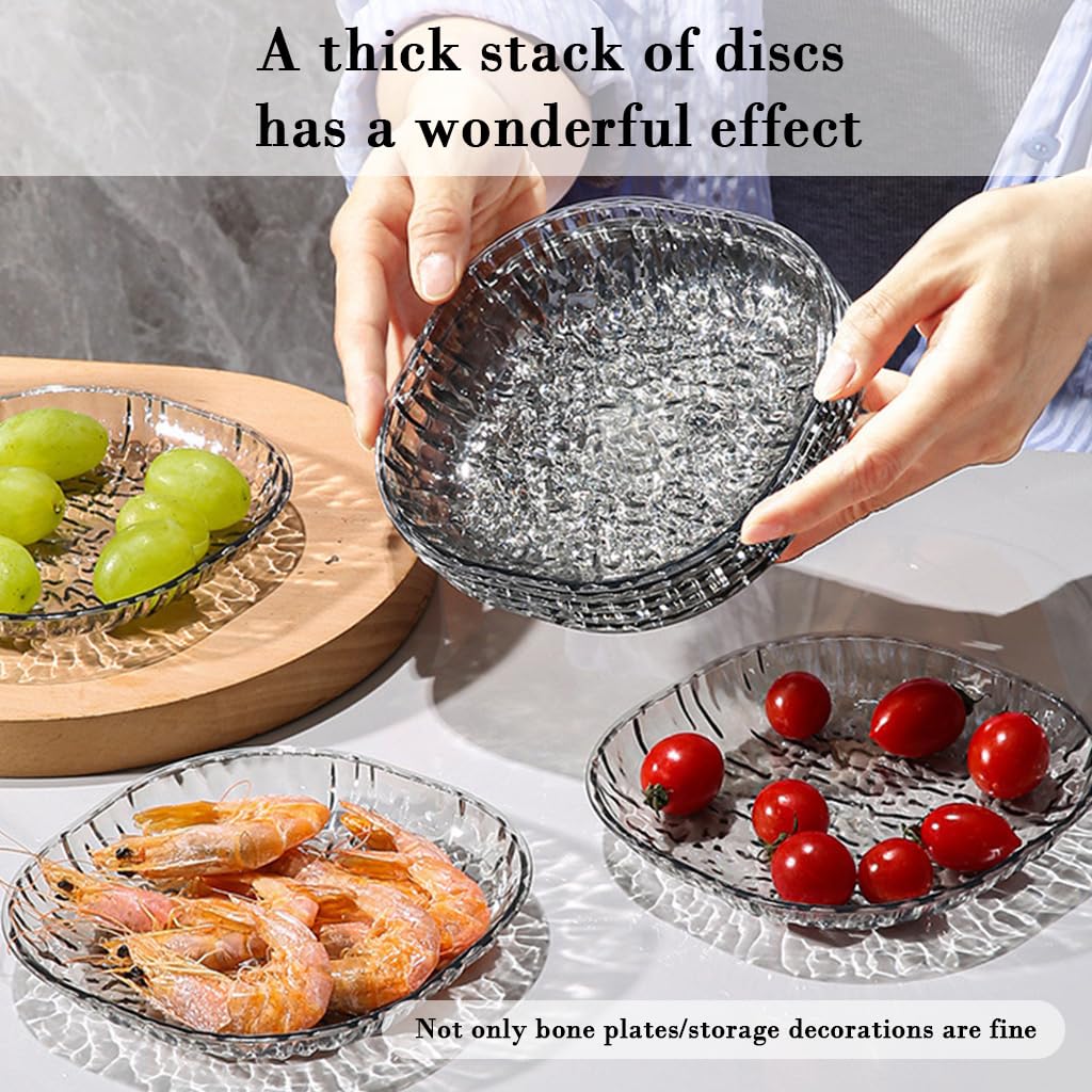 Supvox Appetizer Plates for Snacks and Desserts with Storage Rack 8 Pcs 4.7 in Acrylic | Sleek Square Serving Set