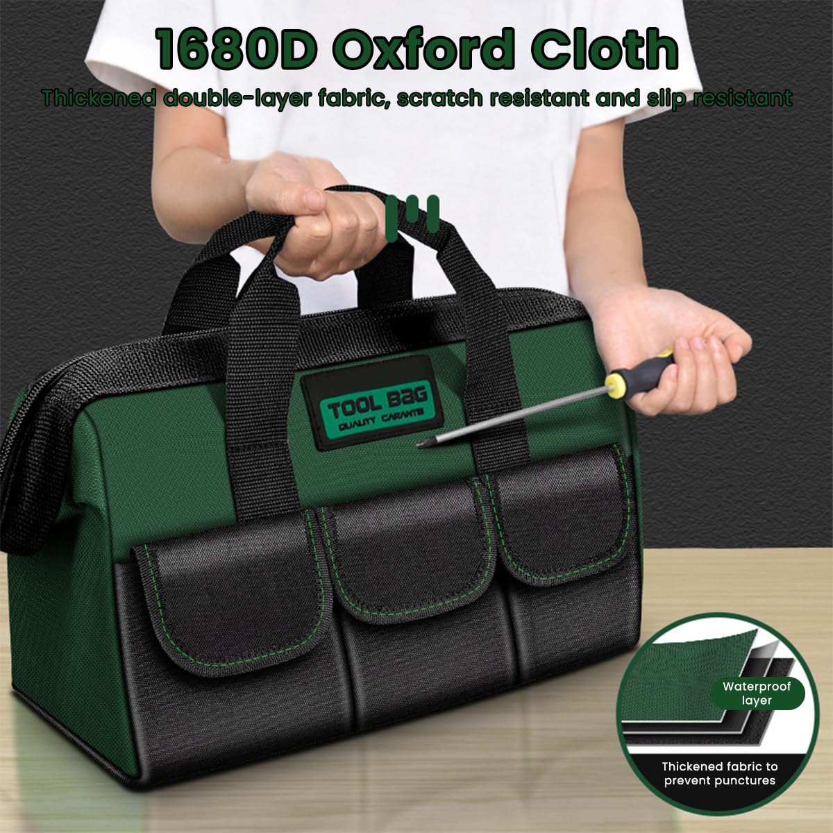 Serplex Tool Bag for Electricians and Plumbers with 8 Pockets 33x21x25 cm | 1680D Oxford Base