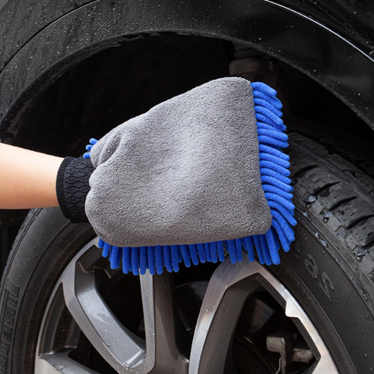 STHIRA Car Wash Gloves 2Pcs for Detailing with Double Sided Design and Chenille Microfiber | Scratch Free Cleaning for Cars and Home
