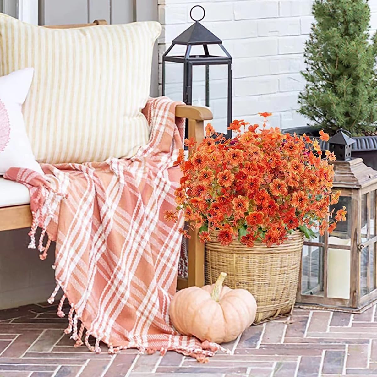 Supvox Artificial Flowers for Home Decor featuring 10 Pcs Orange Fall Bundles | Easy Care