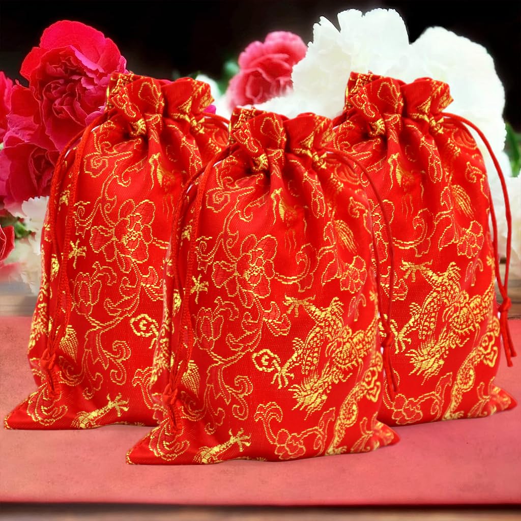 HASTHIP® 20pcs Drawstring Bag Pouches, Gift Bags Red Drawstring Bag, Small Party Favor Gift Bags Red Drawstring Burlap Bags for Christmas, Wedding Favors, DIY Craft Bags