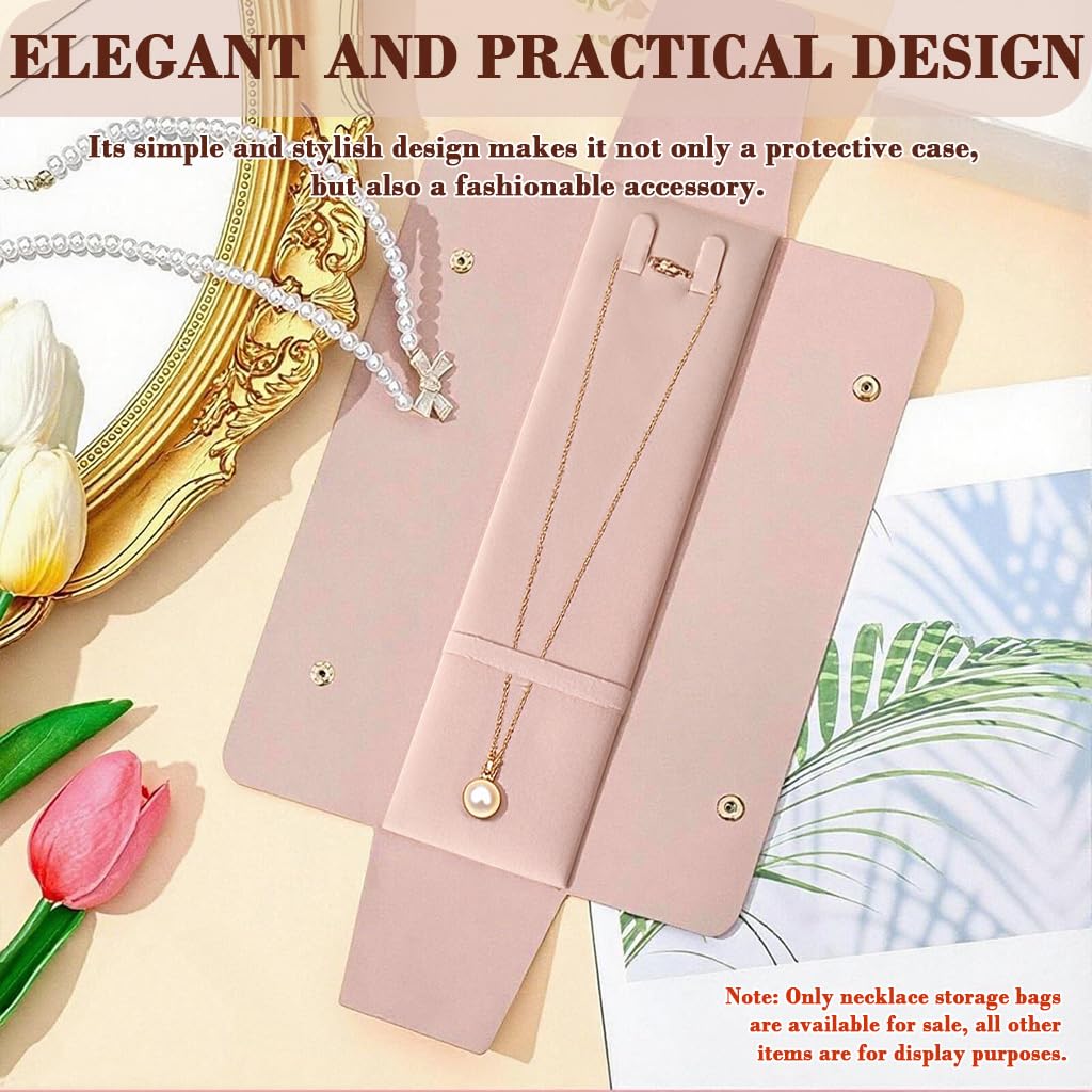 MAYCREATE Jewellery Organiser Pouch for Travel with Snap Closure 22×6.5cm Pink PU | Gift for Women