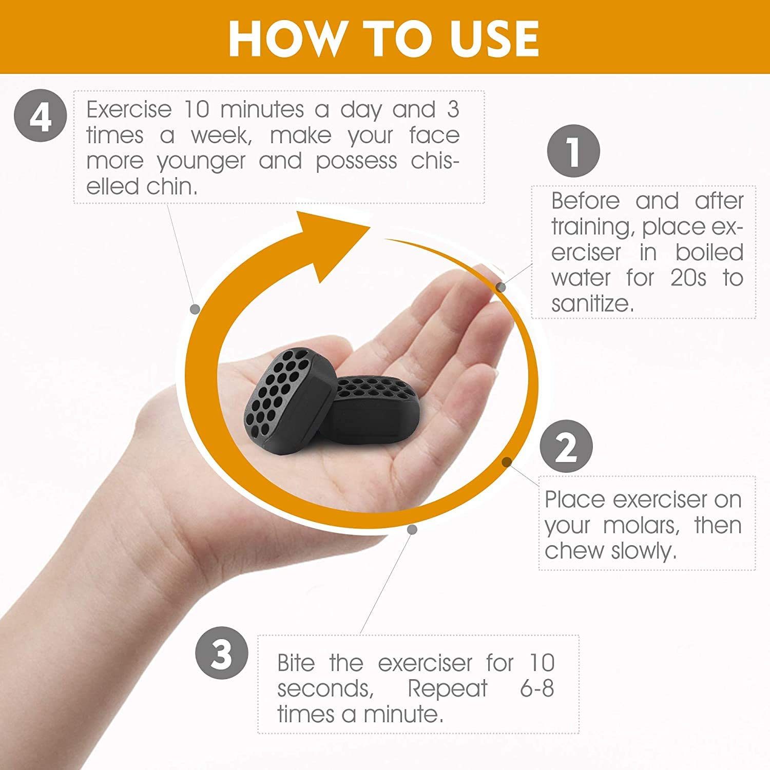 MAYCREATE Jawline Exerciser for Face and Neck Toning 6PCS with Food‑Grade Silicone | Men and Women Double Chin Reducer