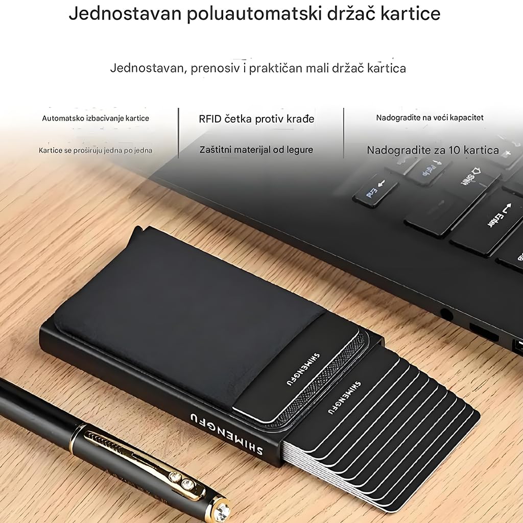 Zibuyu Slim Metal Card Holder Wallet for Men with Pop Up Access and RFID Blocking | 12 Card Aluminum Organizer for Travel