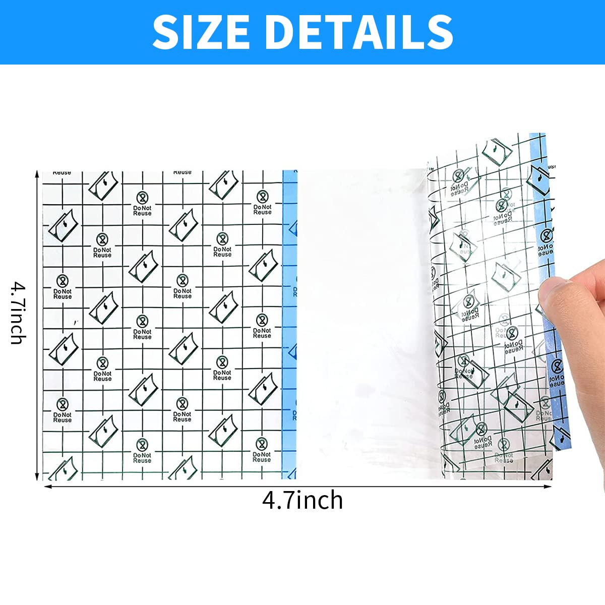 HANNEA Transparent Adhesive Bandage Dressing for Wound and Tattoo Care 50PCS 4.7x4.7Inch featuring Cuttable Traceless PU Film | Waterproof Protection for Skin and Pets