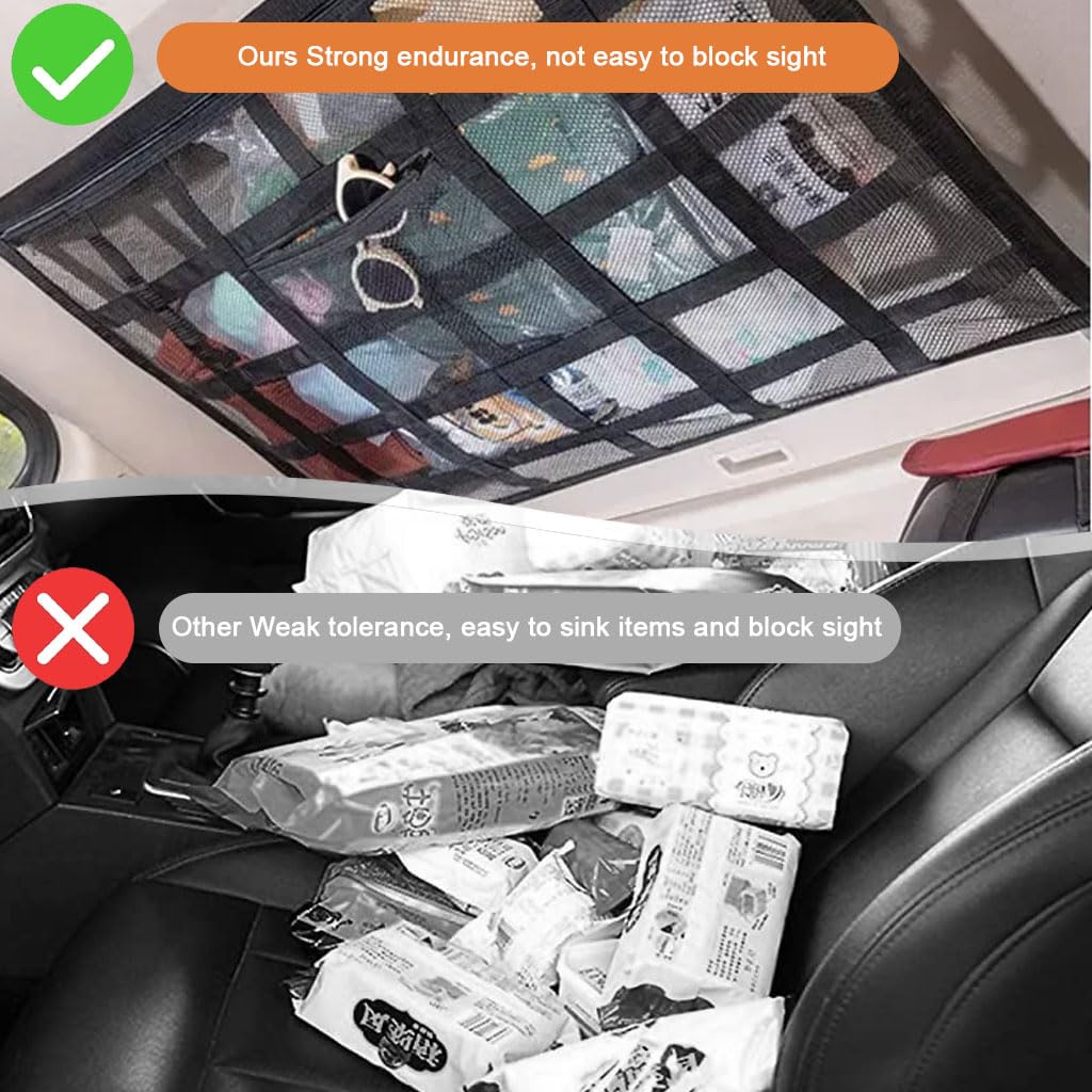 STHIRA Car Luggage Carrier Roof Organizer 21.6x31.5 in with Double Layer Mesh | Quick‑Release Straps for SUVs and Cars