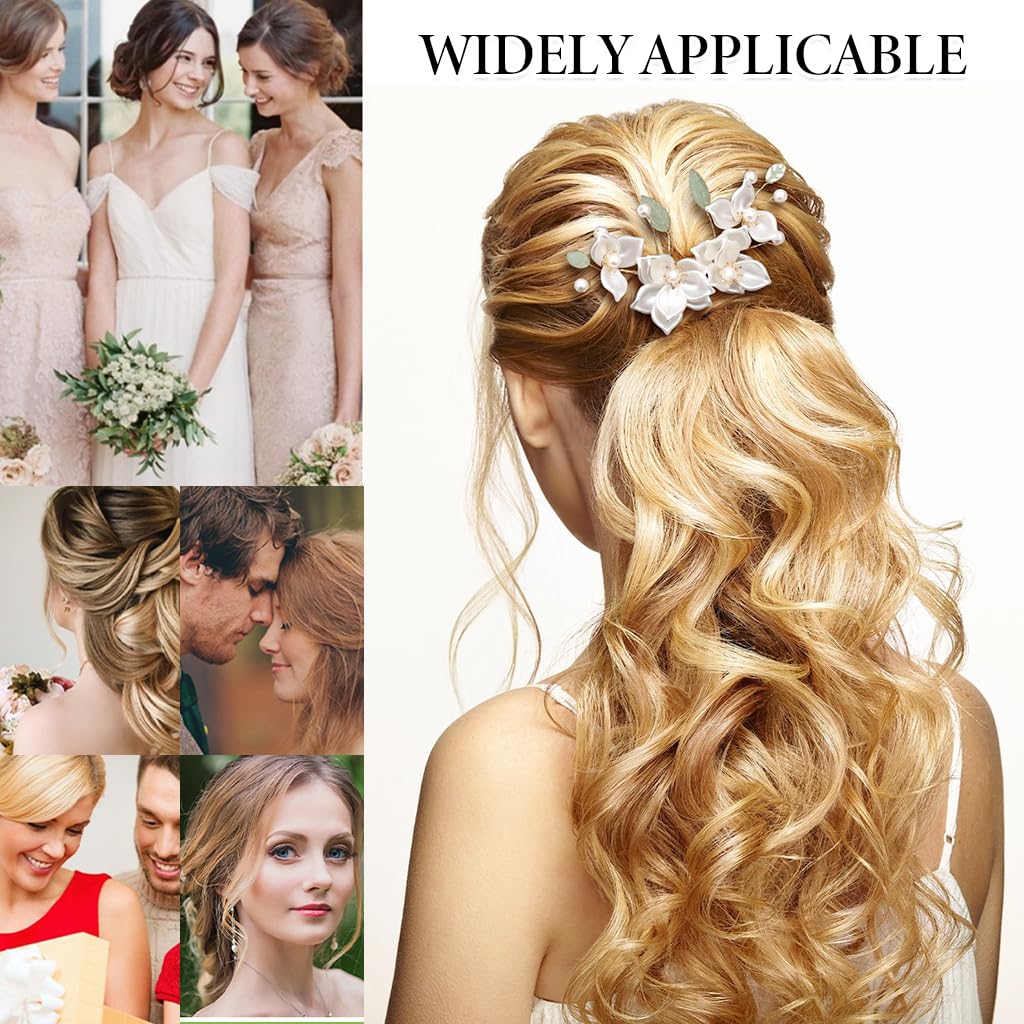 MAYCREATE Hair Accessories Set for Elegant Updos featuring 5 Camellia Pearl Pins | Alloy Design