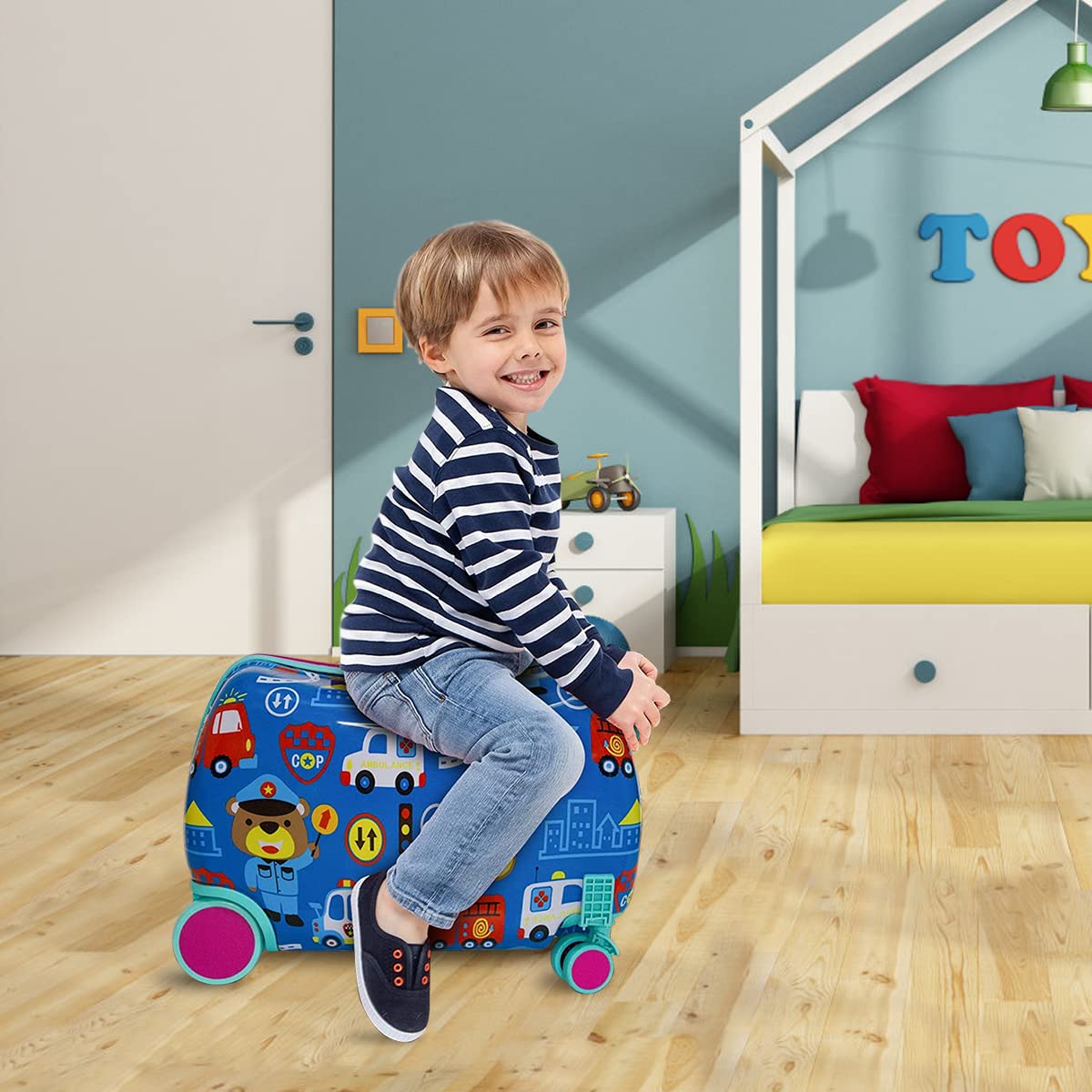 PALAY Kids Ride On Suitcase for Travel with 47x23.5x31cm Capacity and 4 Wheels | for Ages 2–5
