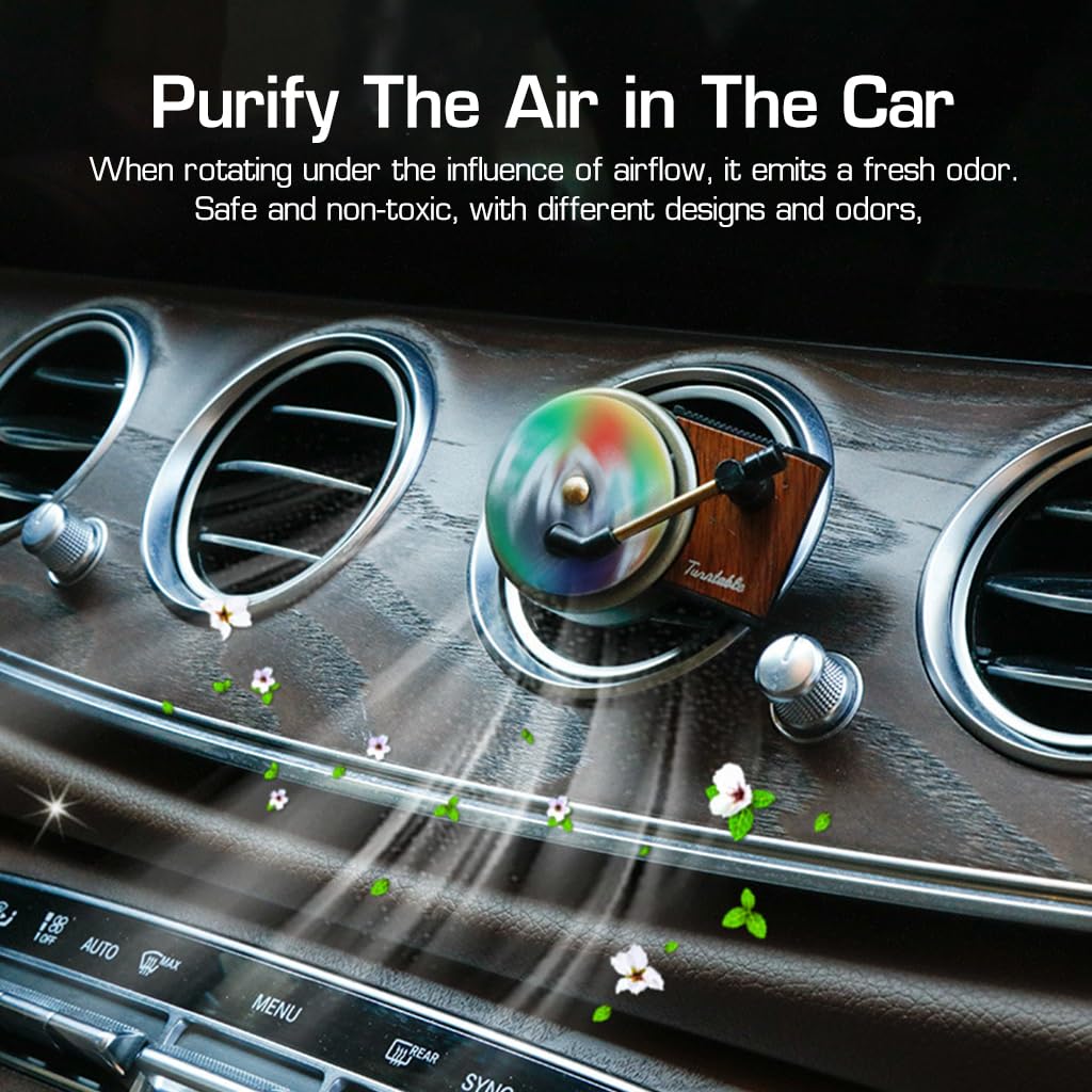 STHIRA Car Air Freshener for Air Vent with 9pcs Aroma Sheets featuring Rotating Vinyl Design | Creative Interior Gift