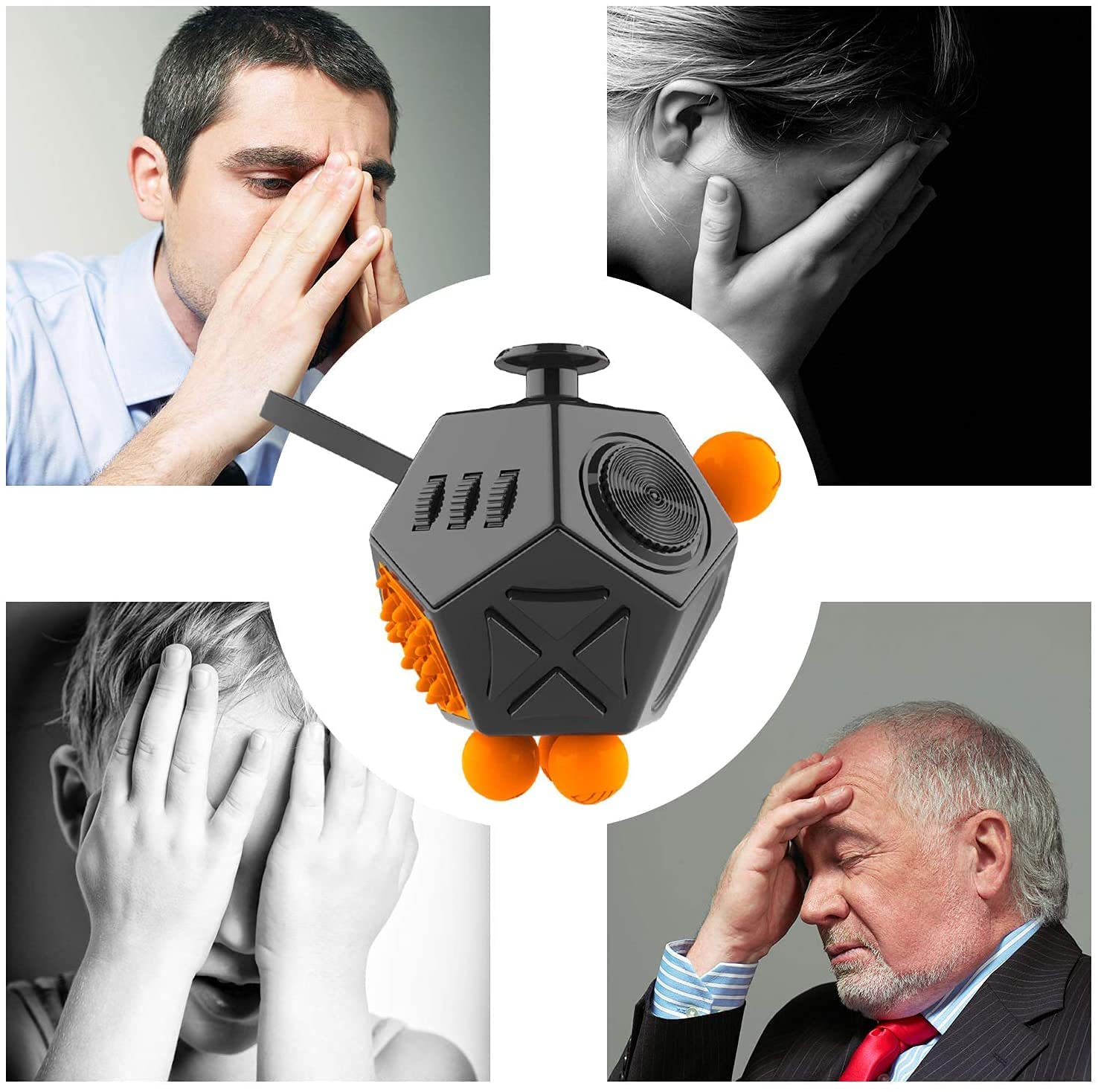 PATPAT Fidget Cube for Stress Relief and Focus with 12 Sided Dodecagon Design | Orange 6×6×8 cm