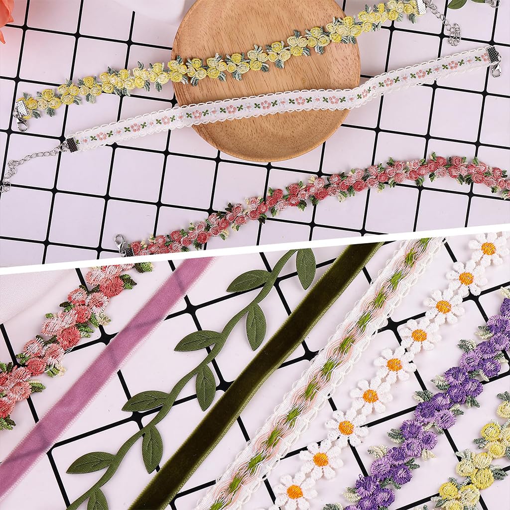 SANNIDHI Choker Necklace Set for Women featuring 8 Floral Lace Designs | Adjustable Fit