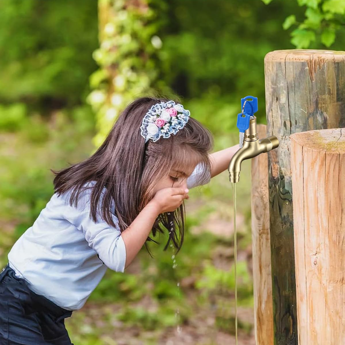 HASTHIP Water Faucet Lock for Public and Outdoor Use with 2 Keys featuring Brass Body