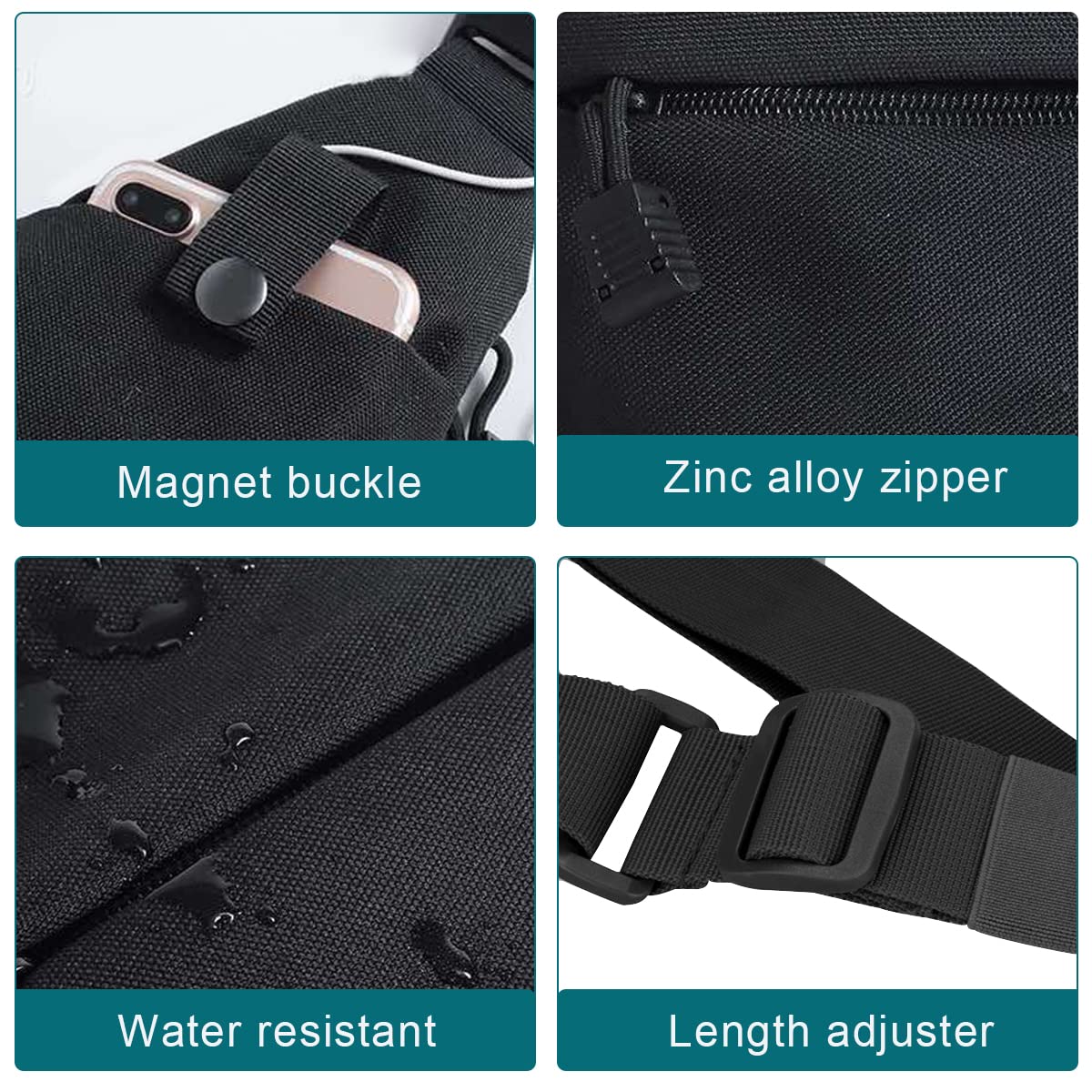 GUSTAVE Sling Bag for Men with 30.7–39.3 in Adjustable Strap and Quick Release Buckle | Waterproof Oxford Cloth Crossbody for Travel and Outdoor Activities
