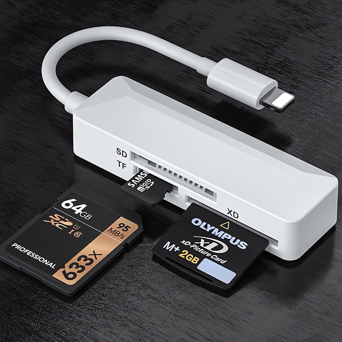 Verilux SD Card Reader for iPhone with Lightning Connector featuring High-Speed Transfer | Compact Plug and Play Photo Adapter