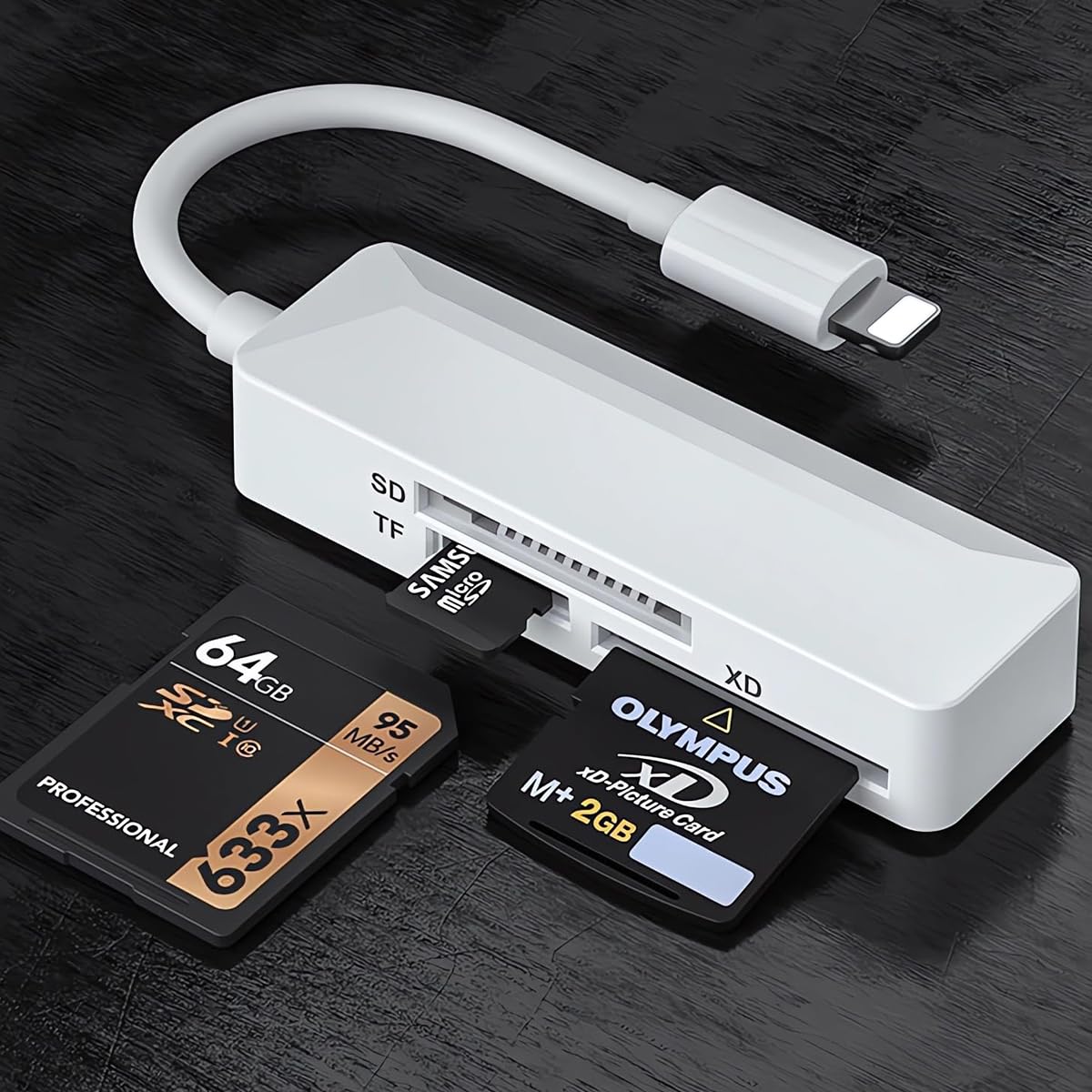 Verilux® SD Card Reader for iPhone, Light-ning Connector Memory SD Card Reader Adapter High-Speed/SD/FTXD Picture Card Camera Adapter for iPhone 14/13/12/11/XS/XR/X/8/7/6/5