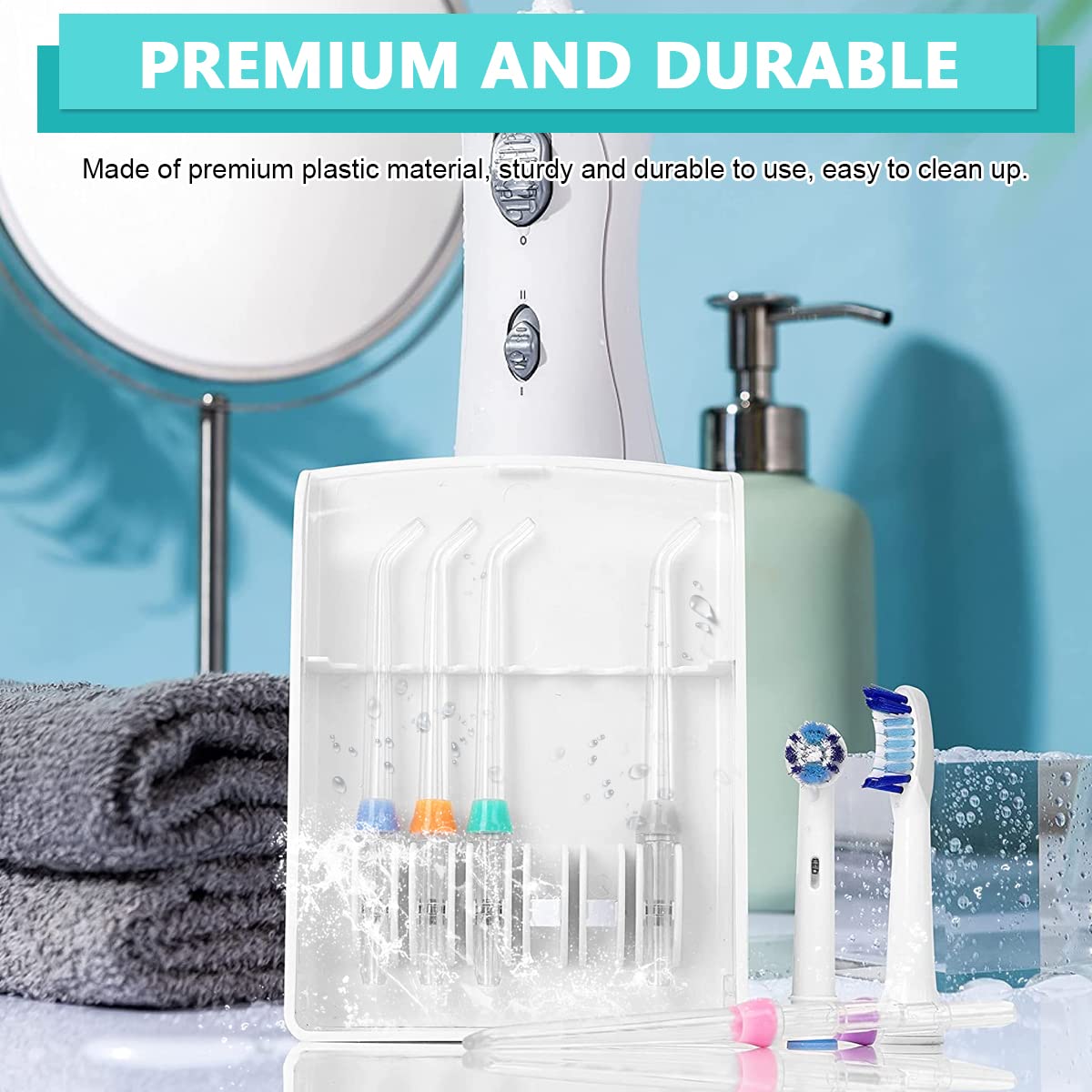 HANNEA Storage Case for Waterpik Replacement Tips with 6 Grooves 105×135×23mm | Compact Plastic Travel Organizer