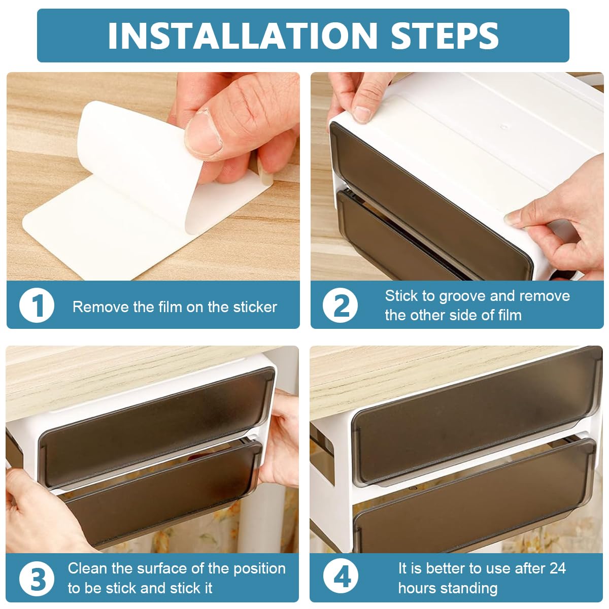 Climberty Under Desk Drawer Storage Organizer for Office and Home with Double Layer 20.5×17.5 cm Compartments | Semi Transparent ABS PP Construction