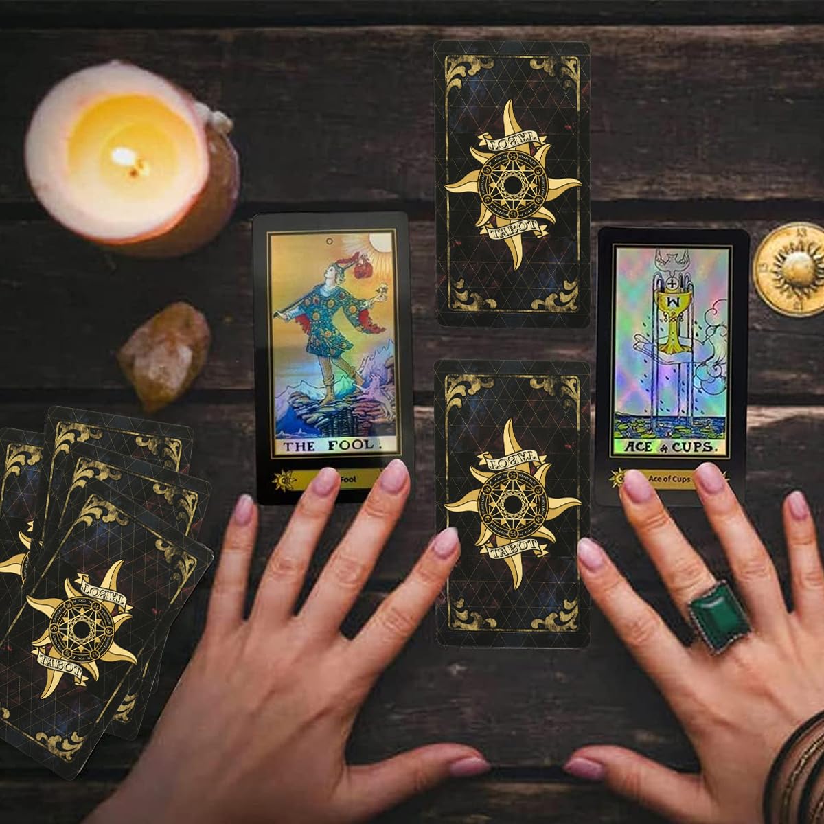 PATPAT Tarot Card Deck Set for Beginners with 78 Cards and Guidebook | Iridescent Illustrated Design