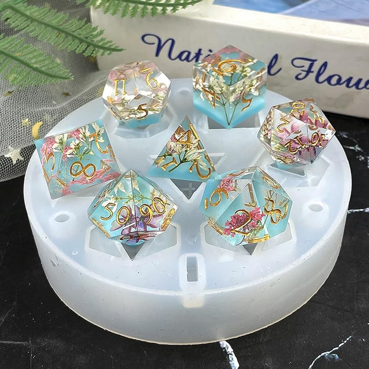 HASTHIP Silicone Dice Molds for Epoxy Resin Casting featuring Multifaceted Design | DIY Art and Gaming Craft Mold