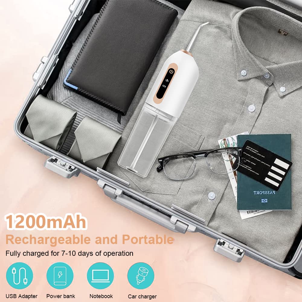 HANNEA Cordless Dental Flosser for Teeth with 200ml Tank featuring 3 Modes & 360° Jet Tip | USB Rechargeable IP44 Waterproof Design