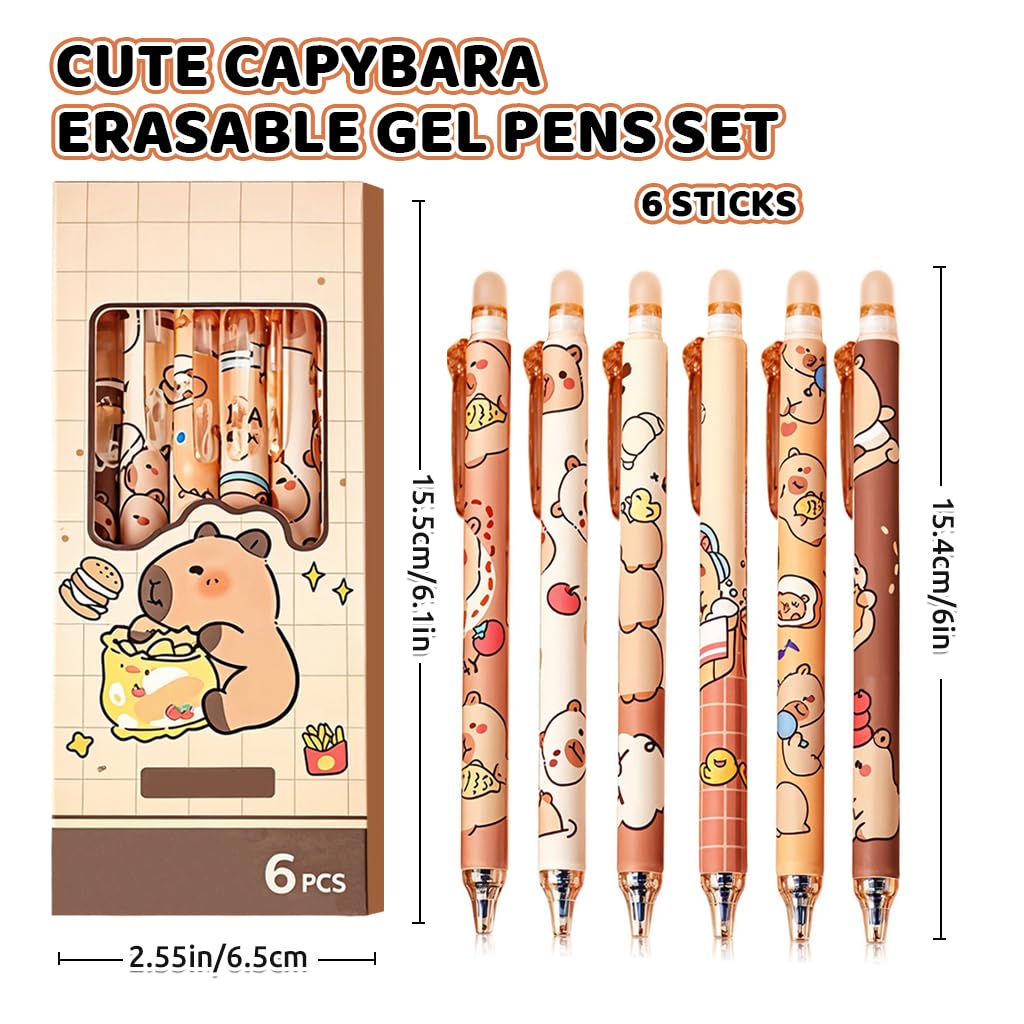 Climberty Erasable Gel Pens Set for Students with Click Design and Rubber Eraser Cap | 6Pcs Blue Ink