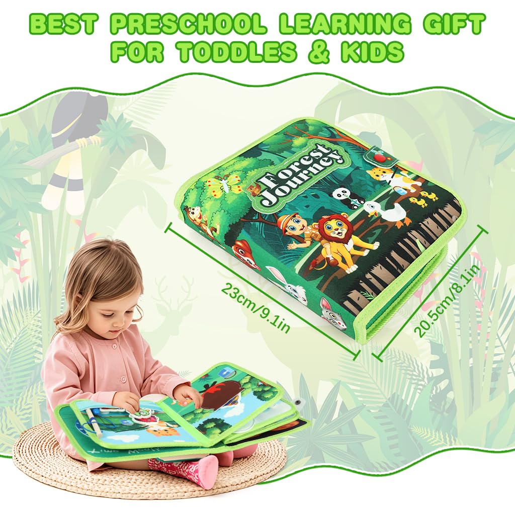 SNOWIE SOFT Busy Board for Toddlers featuring Forest Theme Felt Pages and Portable Travel Design | Montessori Sensory Toy for Kids 1–4