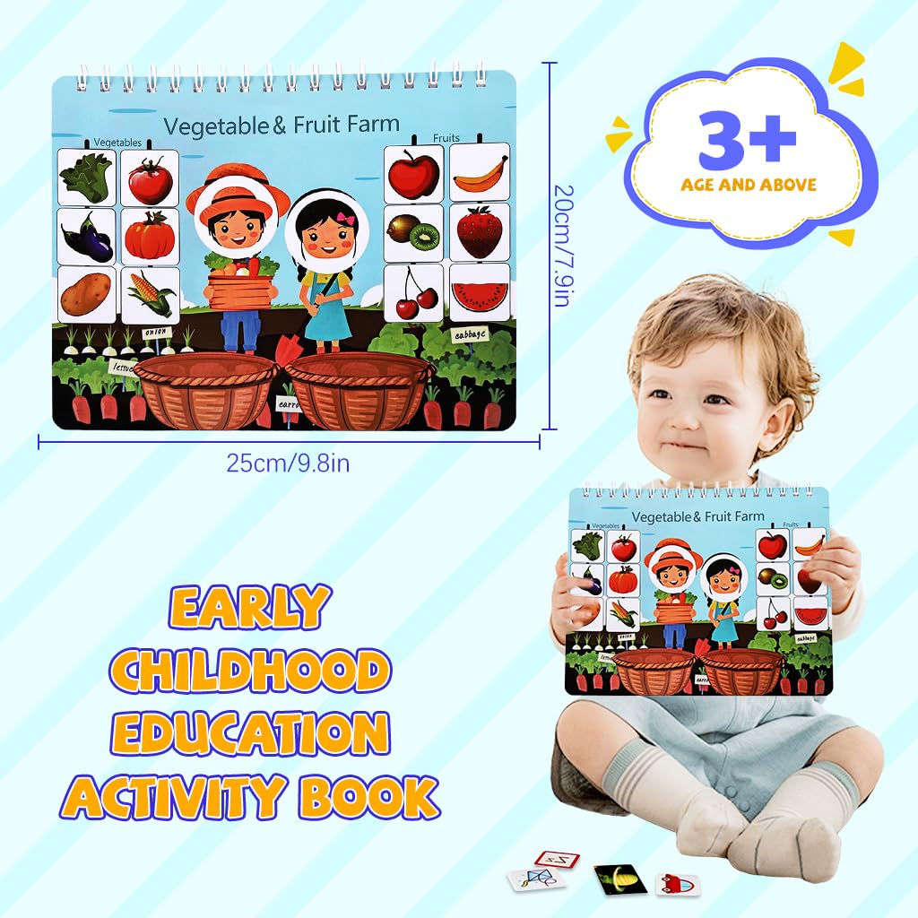 SNOWIE SOFT Busy Board for Toddlers featuring 12 Montessori Themes and Sticker Activities | Educational Toy Book for Early Learning