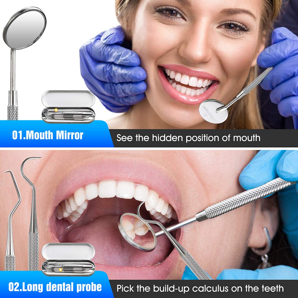 HANNEA Teeth Cleaning Tools for Home Dental Care with 5Pcs Stainless Steel Kit | for Personal and Pet Use