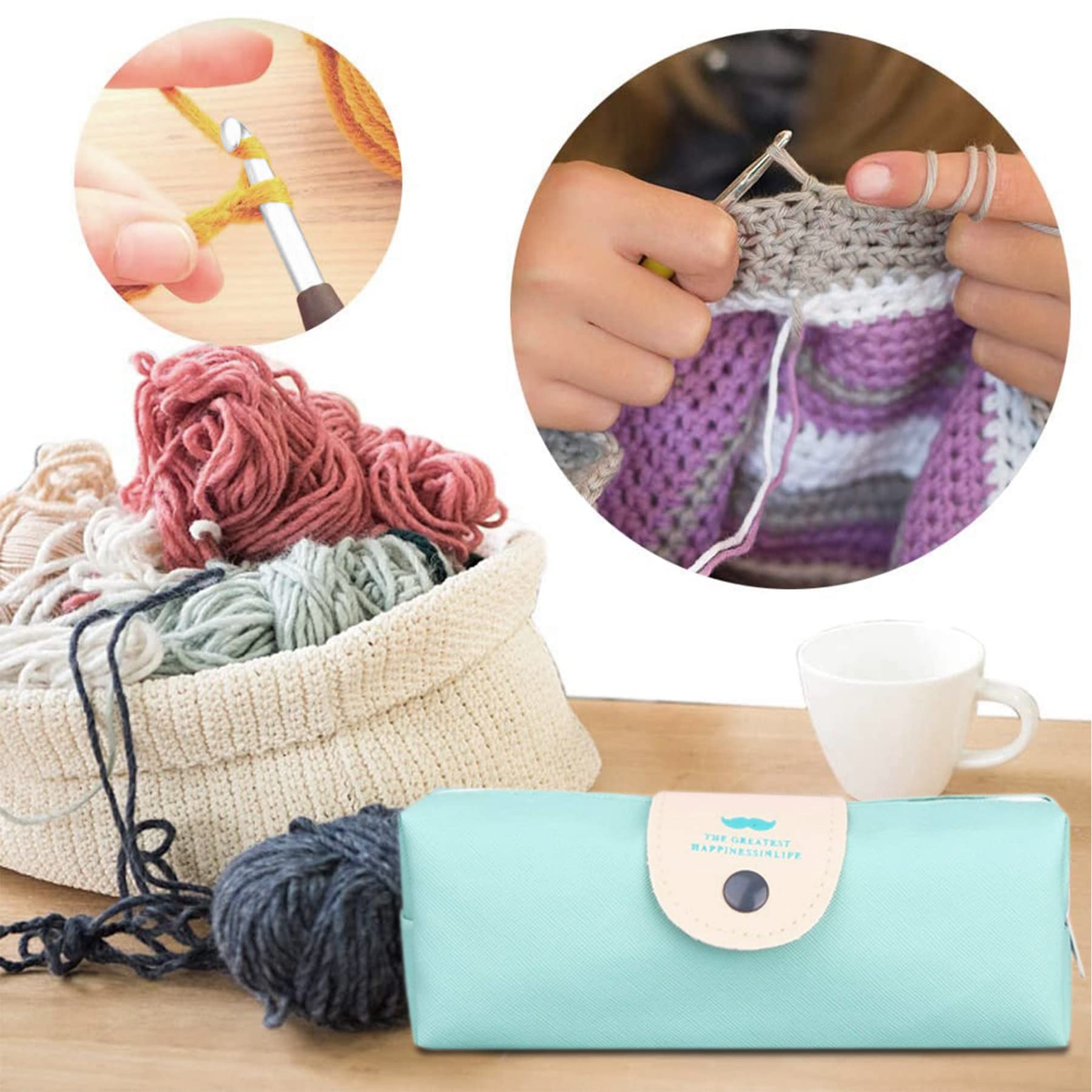 ELEPHANTBOAT Crochet Kit for Knitting and Weaving with 31 pcs Hooks 2–8mm | Smooth Bamboo Tools