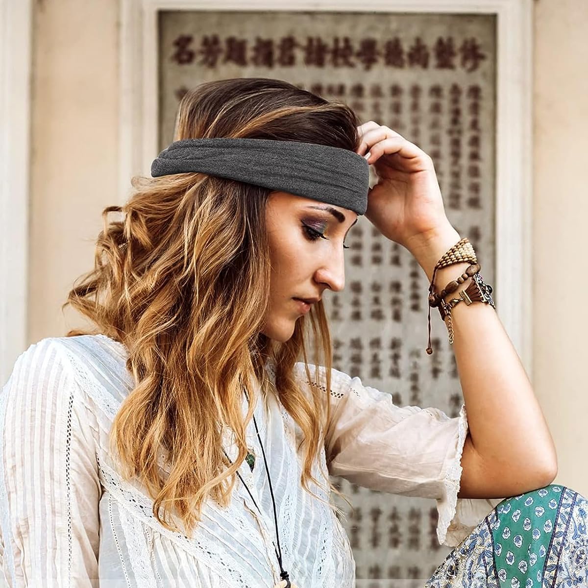 MAYCREATE Wide Hair Band for Women featuring Twisted Knots and 10.43×7.08 in Design | Soft Dacron Stretchy Headbands for Yoga and Makeup