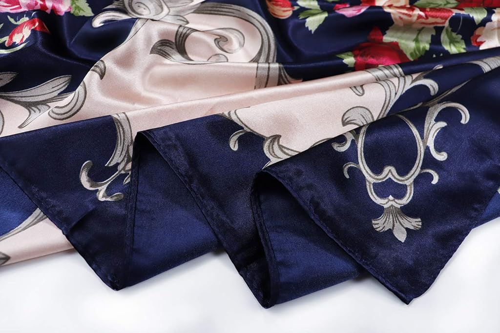 PALAY® Womens 35 Inch Satin Square Silk Like Hair Scarves Wraps Headscarf for Sleeping Soft Comfortable Polyester Luster Gorgeous Colors Female Multicolor 3PCS