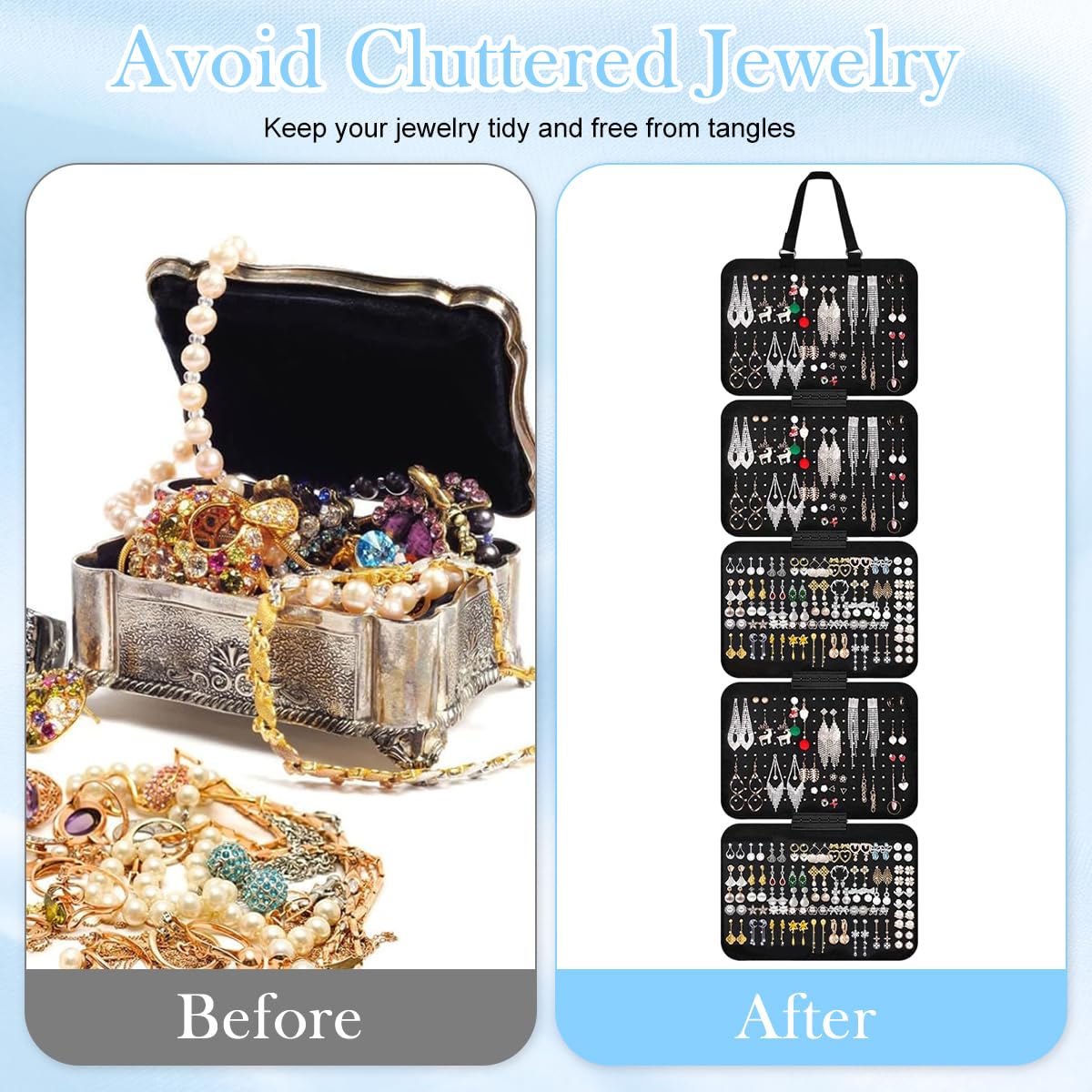 HASTHIP Earring Organizer for Storage and Display with 5 Detachable Boards and 850 Holes | Black Felt Wall Mount Holder