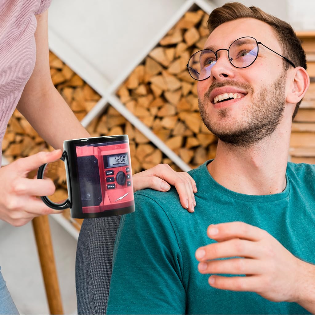 HASTHIP Coffee Mug 330ml for Daily Drinks with Ergonomic Handle and Retro Radio 3D Design